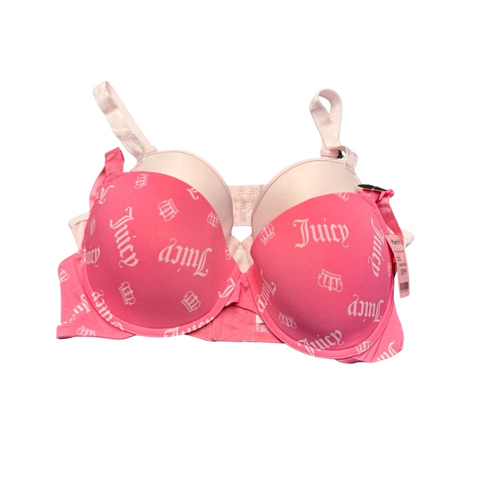 Juicy Couture Pink Bra Set Womens 40C Y2K Lingerie NWT Vintage Style